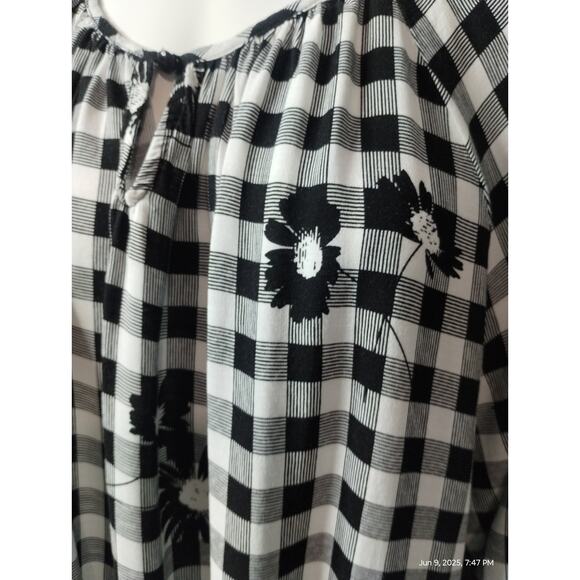 Allison Daley Womens Gingham Floral Front Tie Cottagecore Boho Peasant Top sz 3X - Picture 11 of 16